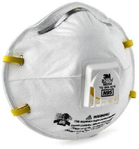 3M 8210V N95 Particulate Respirator Mask with Cool Flow Valve, NIOSH approved - Box of 10