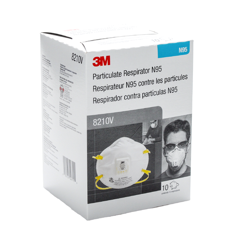 3M 8210V N95 Particulate Respirator Mask with Cool Flow Valve, NIOSH approved - Box of 10