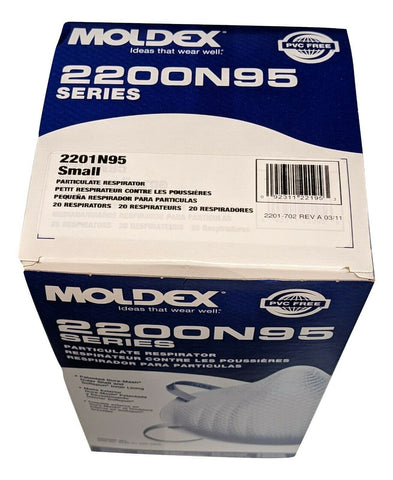 Moldex 2200 series 2201 N95 (N grade 95) respirator size Small EXP 2029 - 20/Box