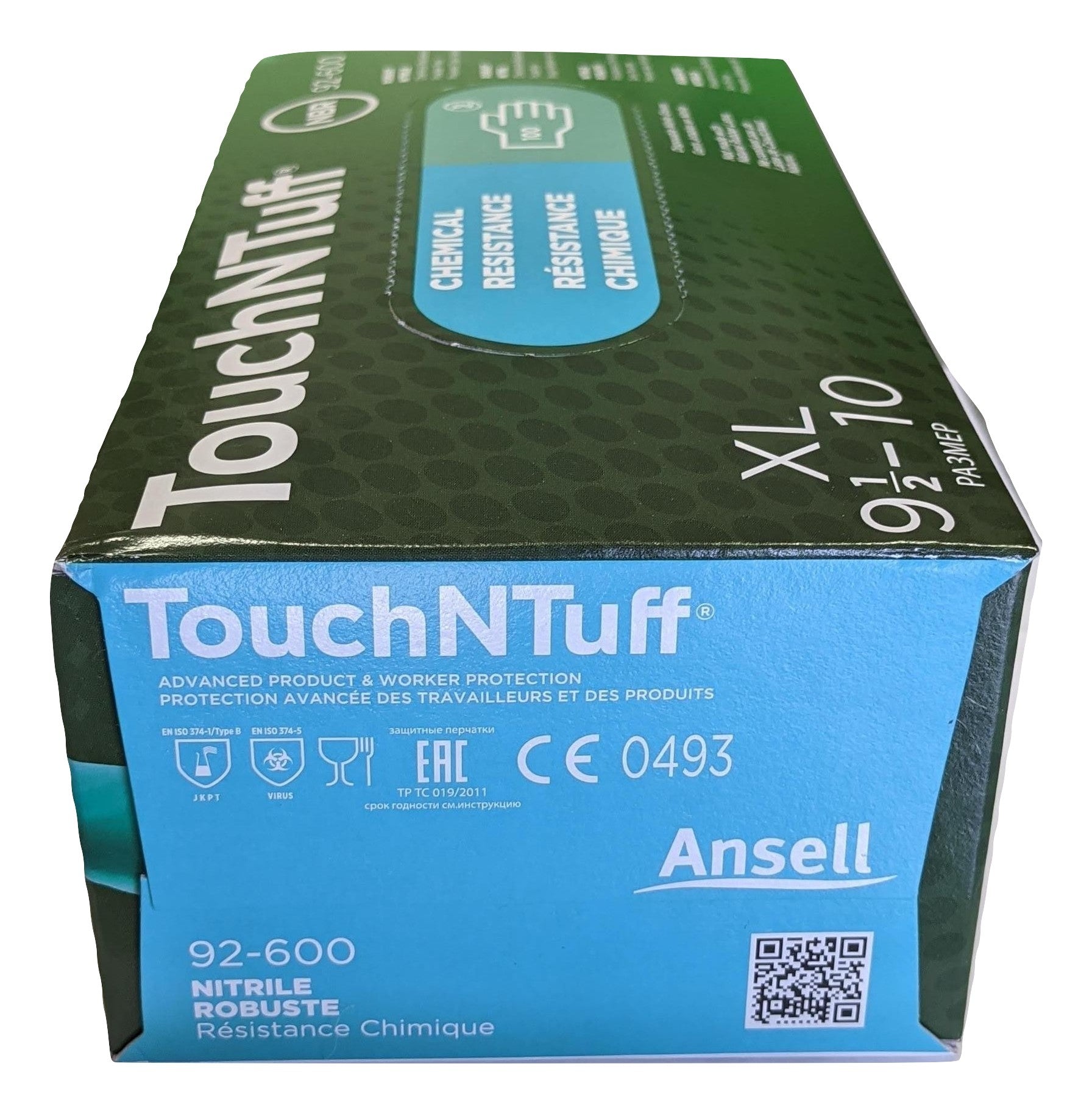 ANSELL TouchNTuff 92-600-XL Chemical Resistant Nitrile powder free disposable gloves, Size XL - Case of 1000 (10 Boxes)