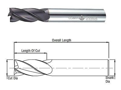 Cobra Carbide 24400 1 MM Carbide End Mill 4 FL Uncoated Metric OAL 38 MM