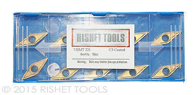 RISHET TOOLS VBMT 221CF C5 Multi Layer TiN Coated Carbide Inserts (10 PCS)
