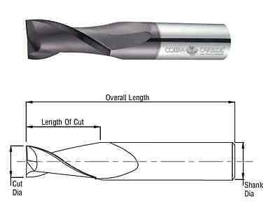 Cobra Carbide 20277 3/16" inch Carbide End Mill 2 Flute TIALN Coated