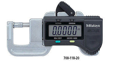Mitutoyo 700-118-20 Quick Mini Digital Thickness Gage, 0.0005"/0.01mm