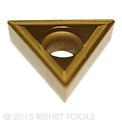 RISHET TOOLS TCMT 32.52 C2 TiN Coated Carbide Inserts – 10 Pcs For Cast Iron
