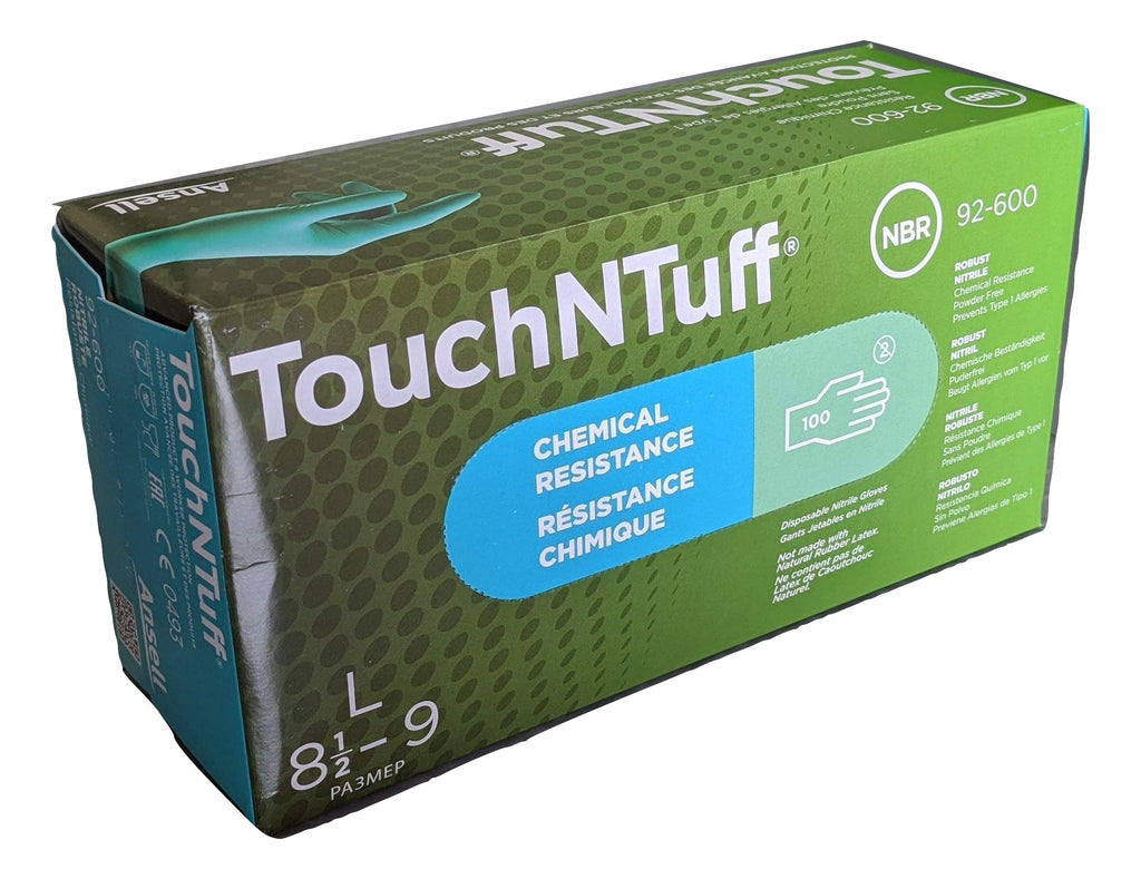 ansell handschuh touch n tuff 92-600 ANSELL TouchNTuff 92-600-L Chemical Resistant Nitrile powder free disposable gloves, Size LARGE