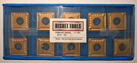 RISHET TOOLS SNMG 642 C5 Multi Layer TiN Coated Carbide Inserts (10 PCS)